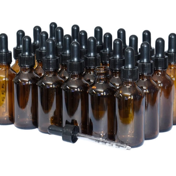 26 1 ounce boston Amber Glass Bottles with Droppers - Picture 2 of 3